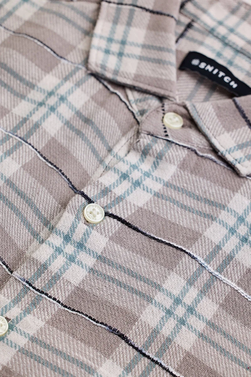 SNITCH Light Brown Slub Textured Checks Shirt